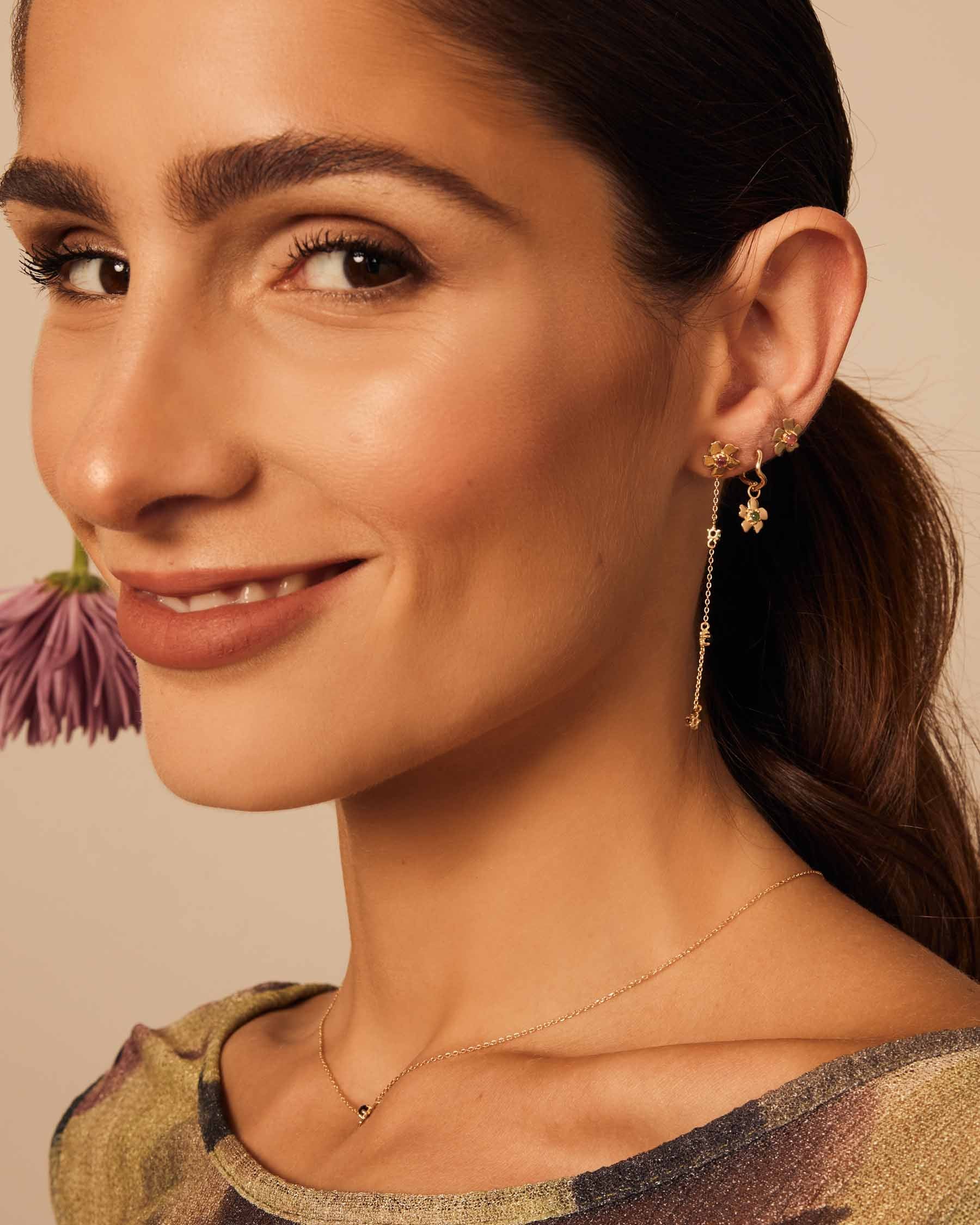 Forever Flower Hoop Earrings - 18K Solid Gold - 18K Solid Gold