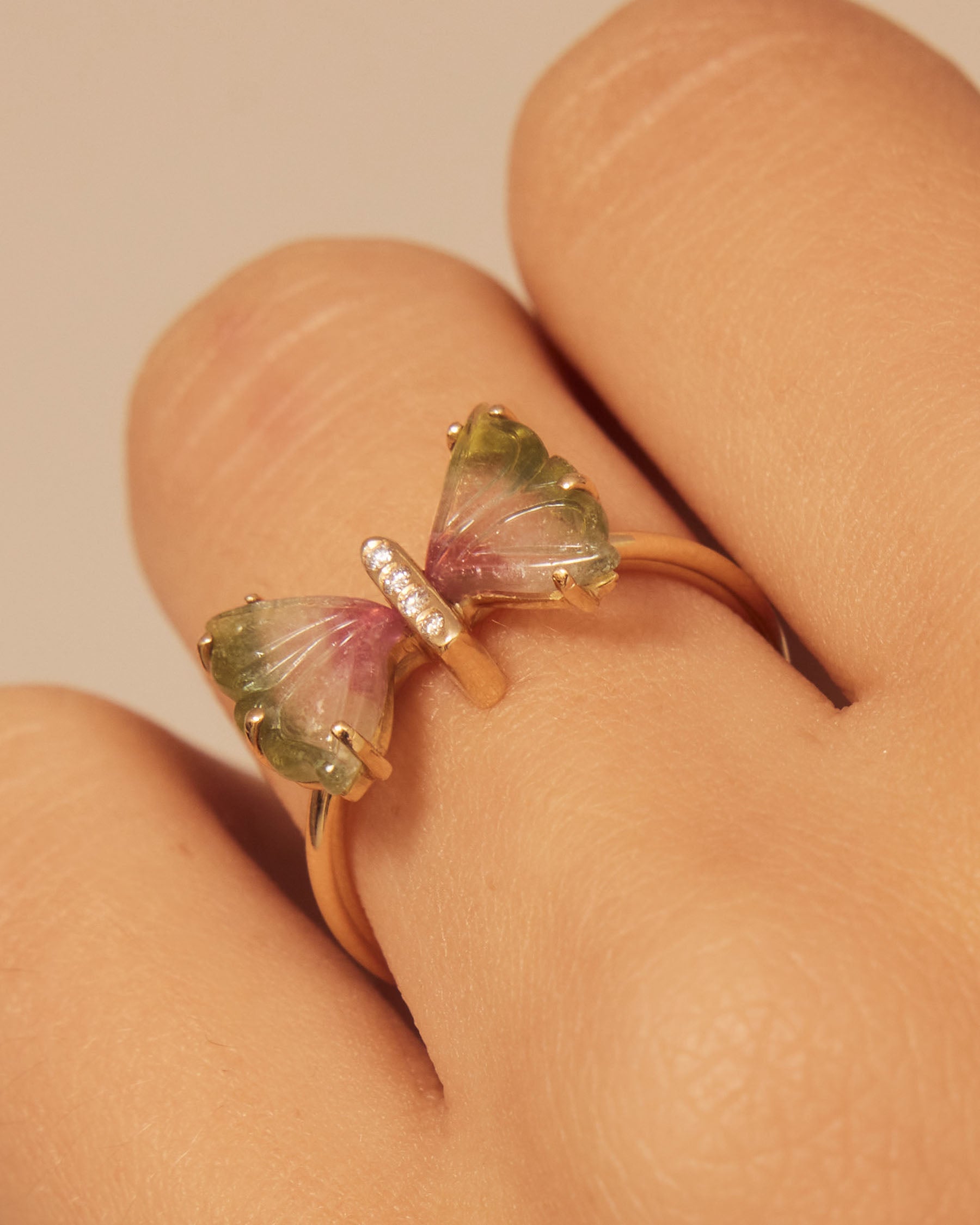 Mariposa Forever Ring : 18k Solid Gold : Diamonds : Multicolor Tourmaline