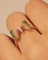 Mariposa Forever Ring : 18k Solid Gold : Diamonds : Multicolor Tourmaline