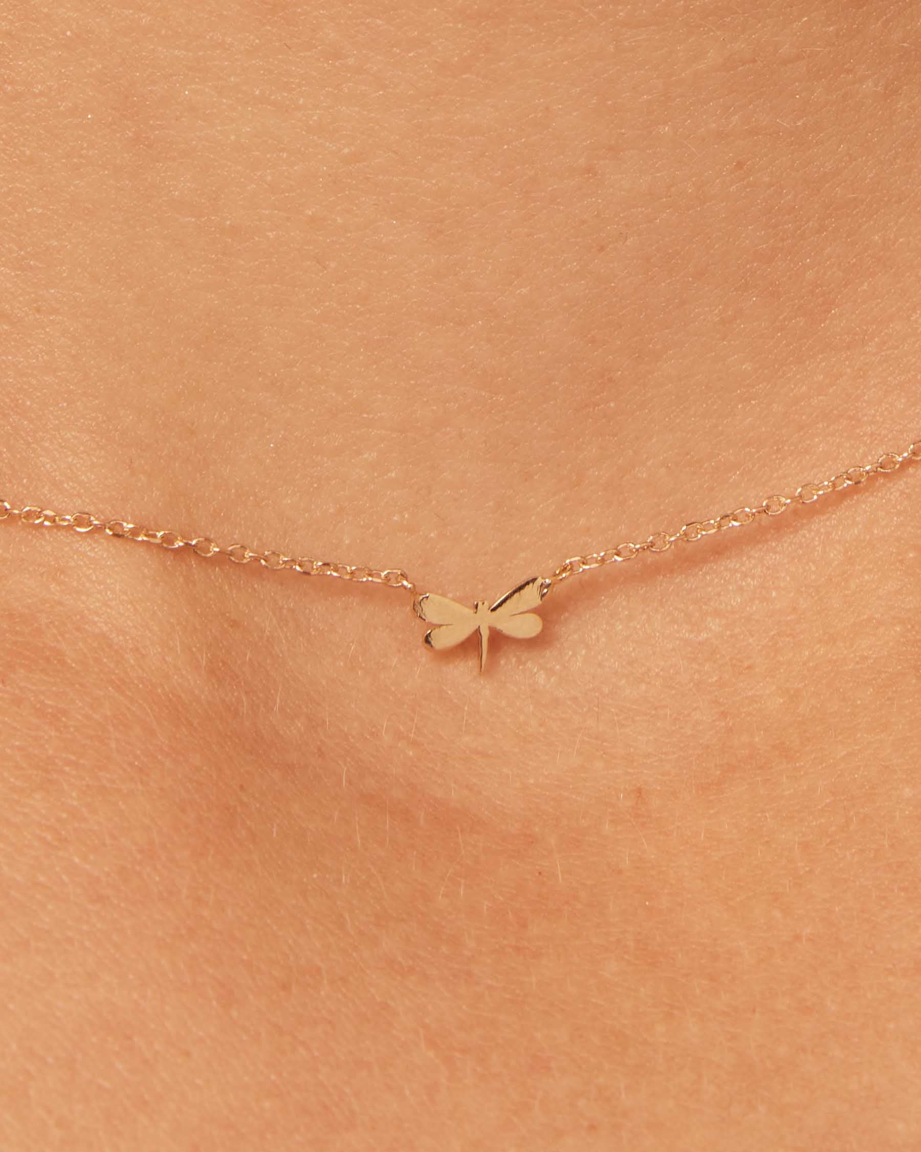 Mini Dragonfly Forever Necklace : 18K Solid Gold :...
