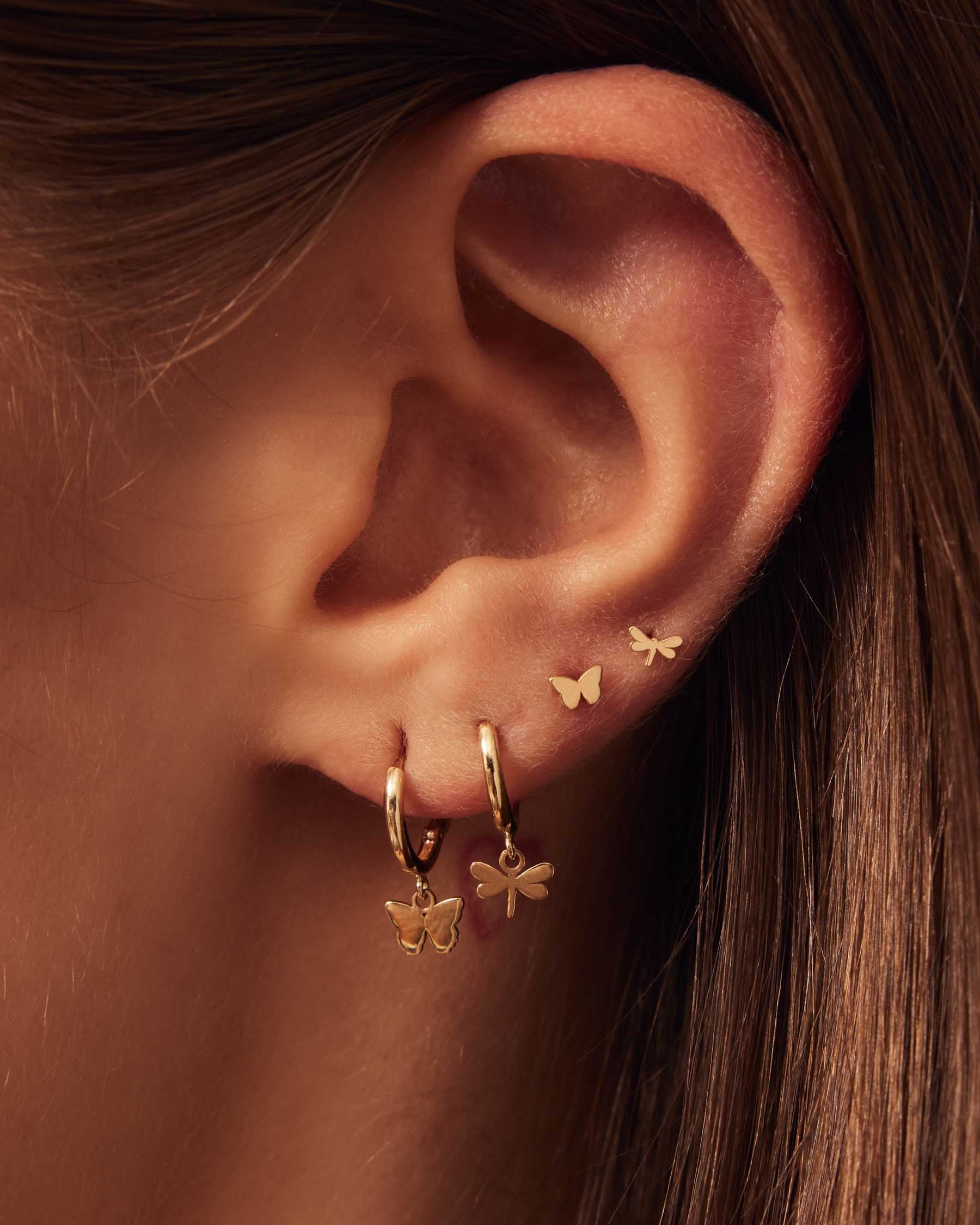 Forever Mini Butterfly Earrings : 18K Solid Gold :.