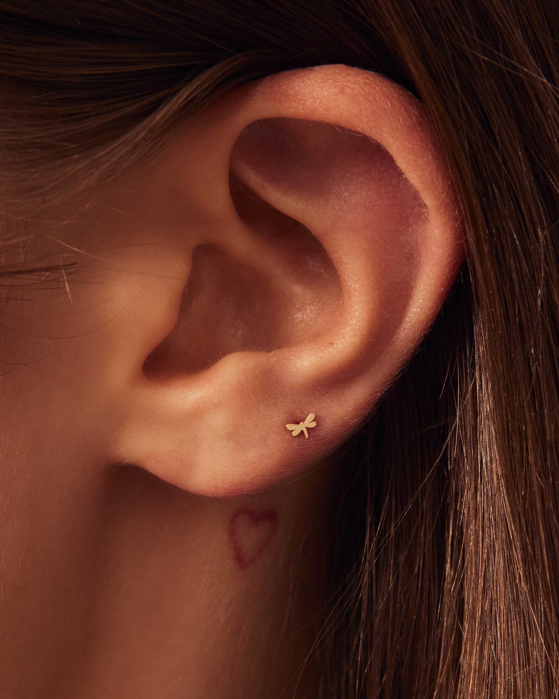 Mini Dragonfly Forever Earrings : 18K Solid Gold :.