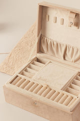 Beige Velvet XL Jewelry Box